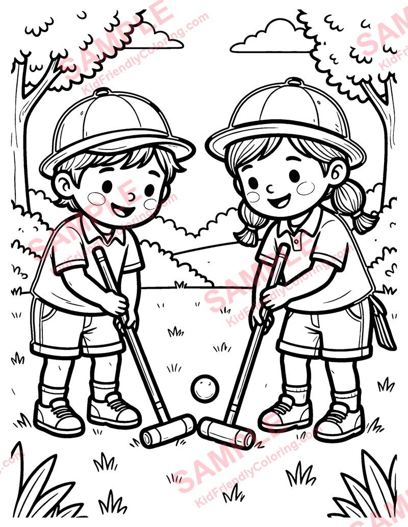 Croquet coloring page preview