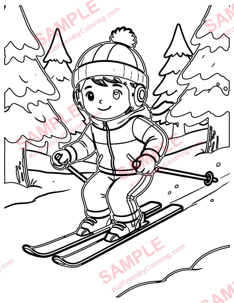 Cross-Country Skiing coloring page preview