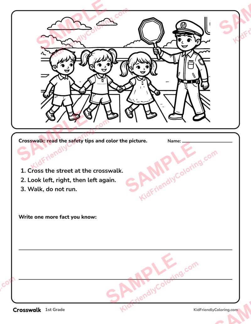 Crosswalk coloring page preview