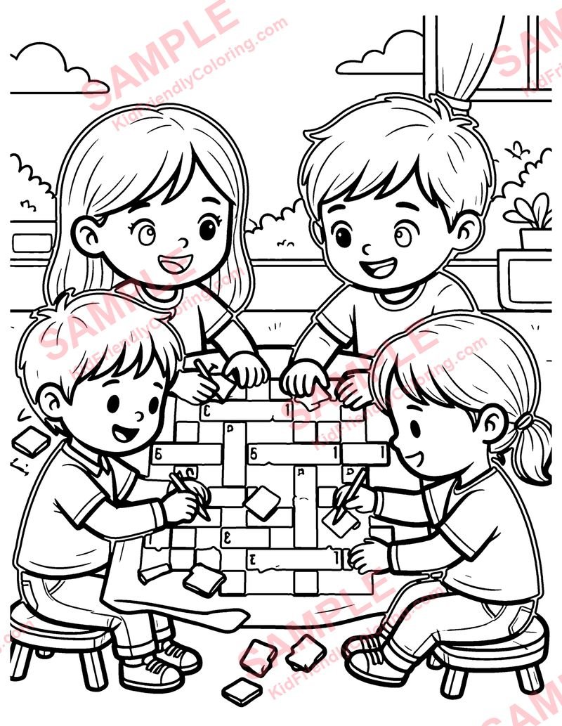 Crossword Fun coloring page preview