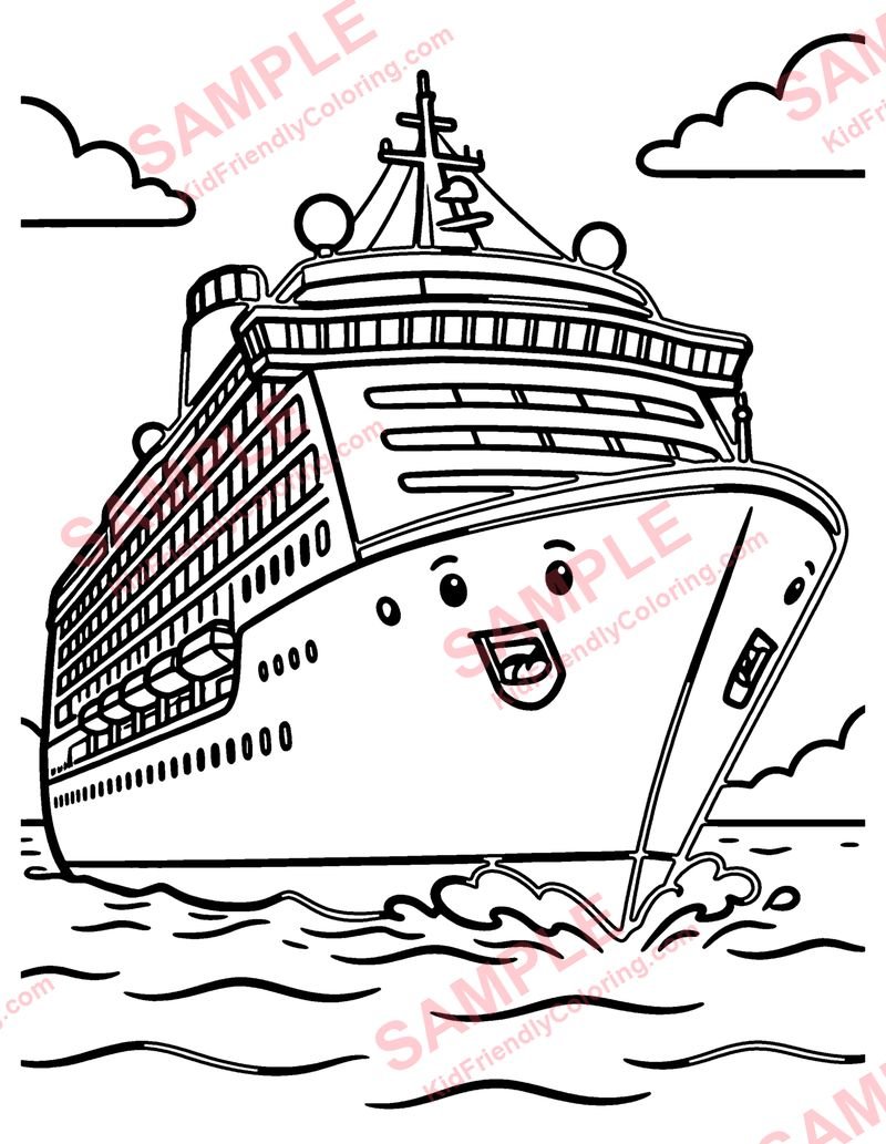 Cruise Ship coloring page preview