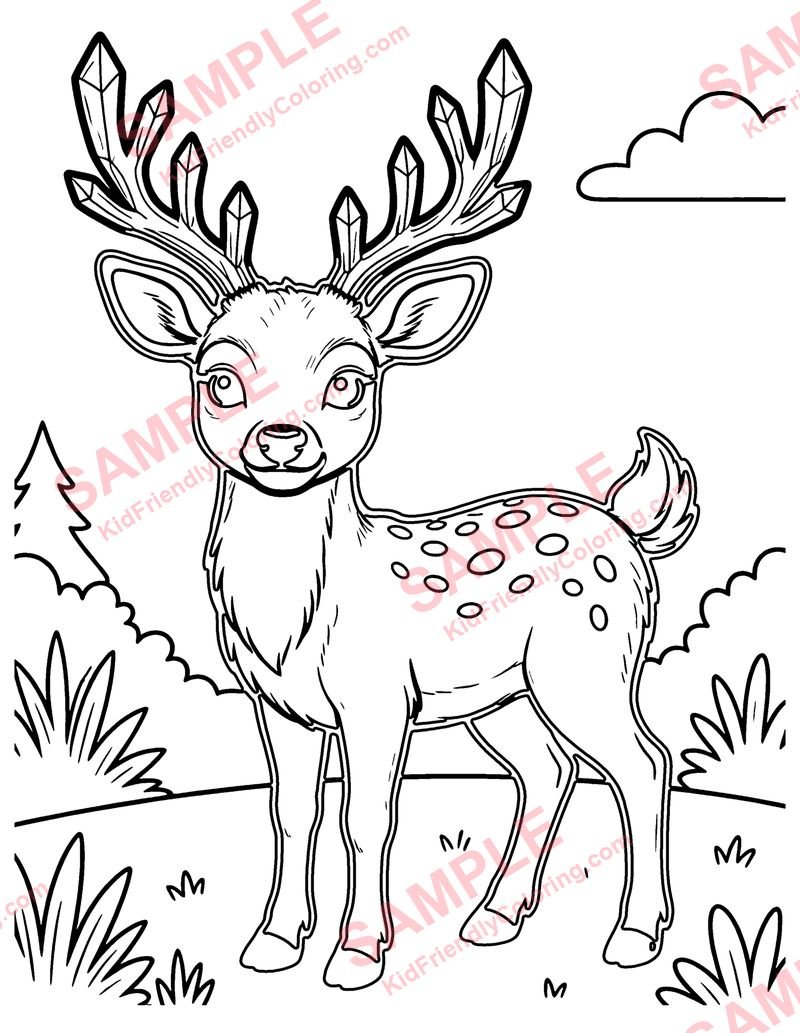 Crystal Deer coloring page preview