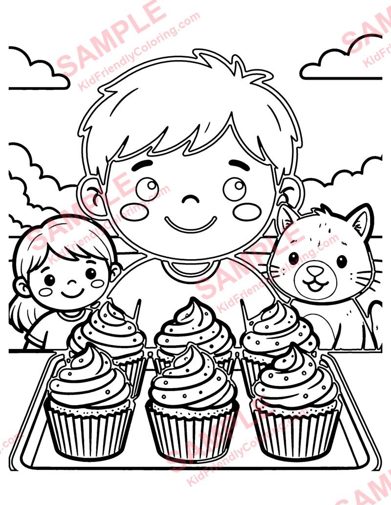 Cupcakes coloring page preview