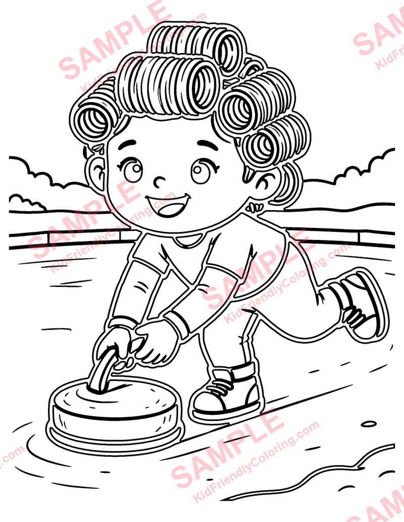 Curling coloring page preview
