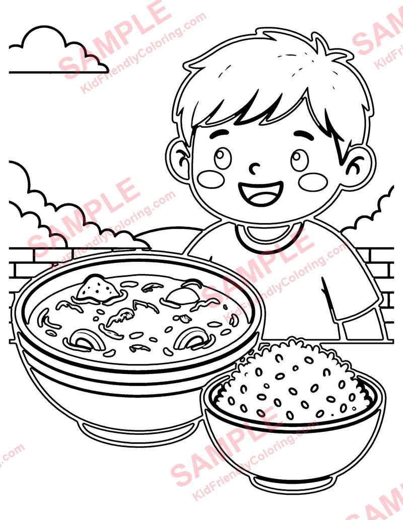 Curry and Rice coloring page preview