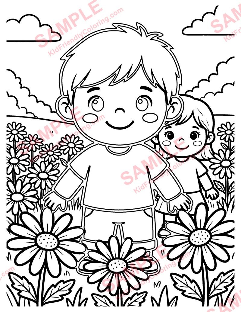 Daisies coloring page preview