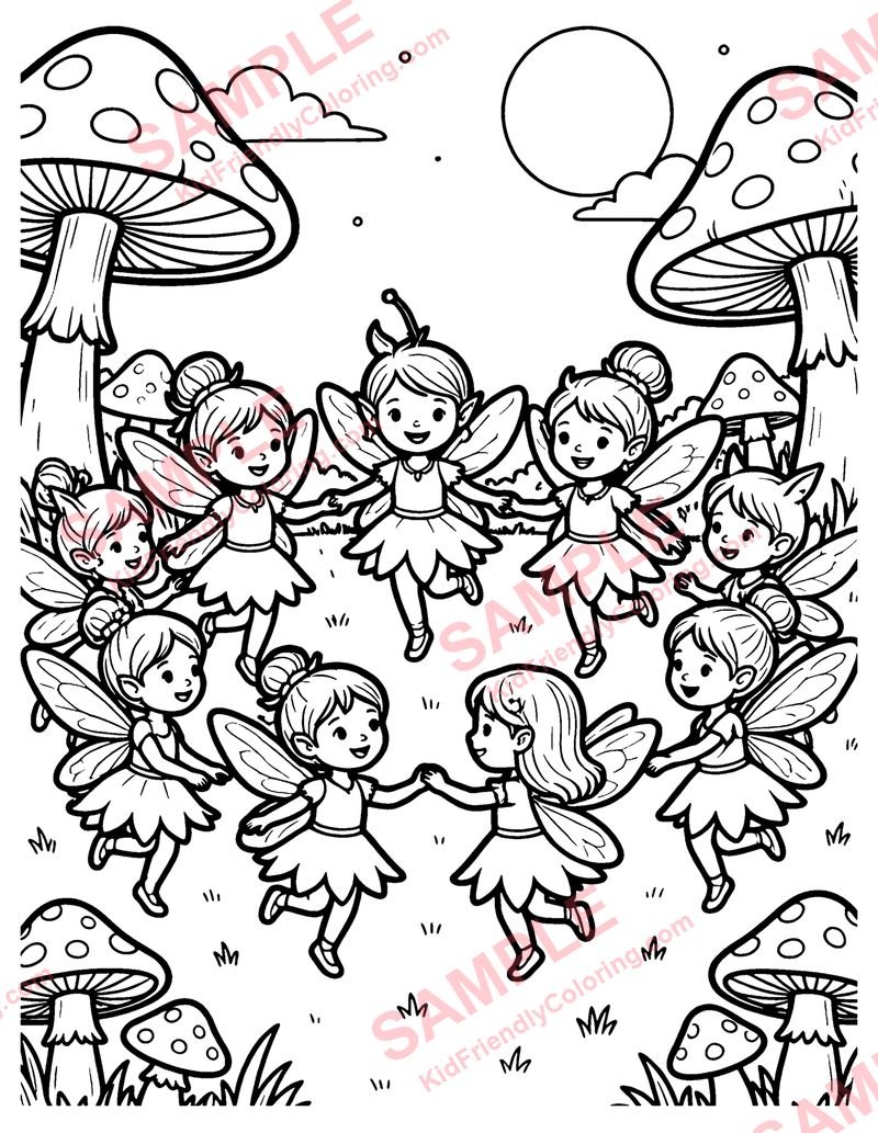 Dancing Fairies coloring page preview
