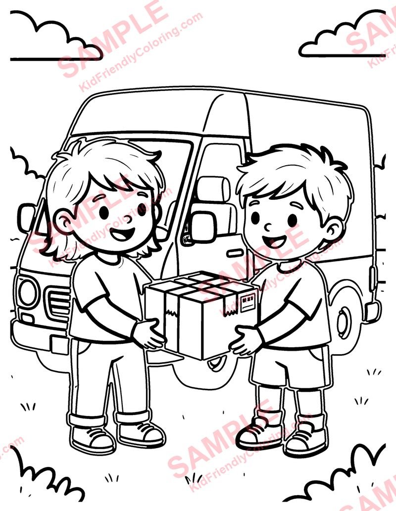 Delivery Van coloring page preview