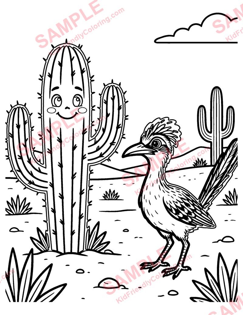 Desert Cactus coloring page preview
