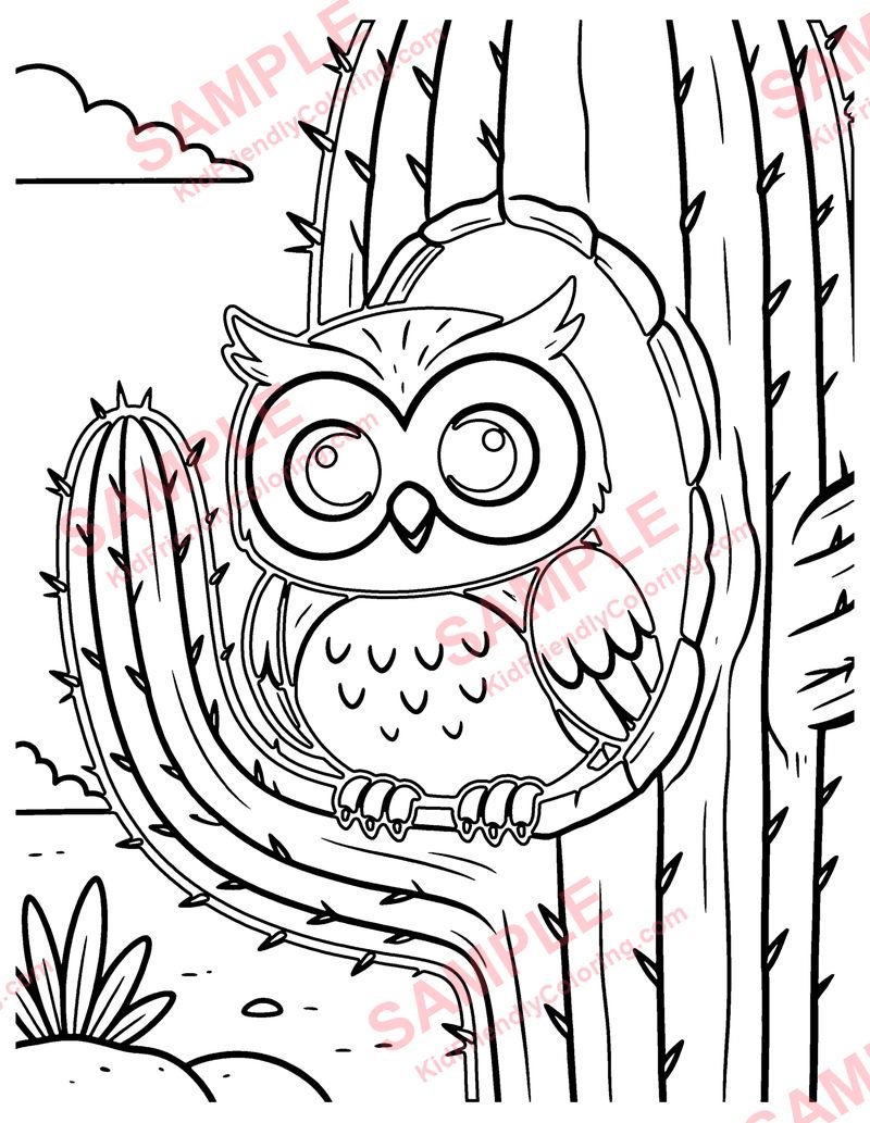 Desert Owl coloring page preview