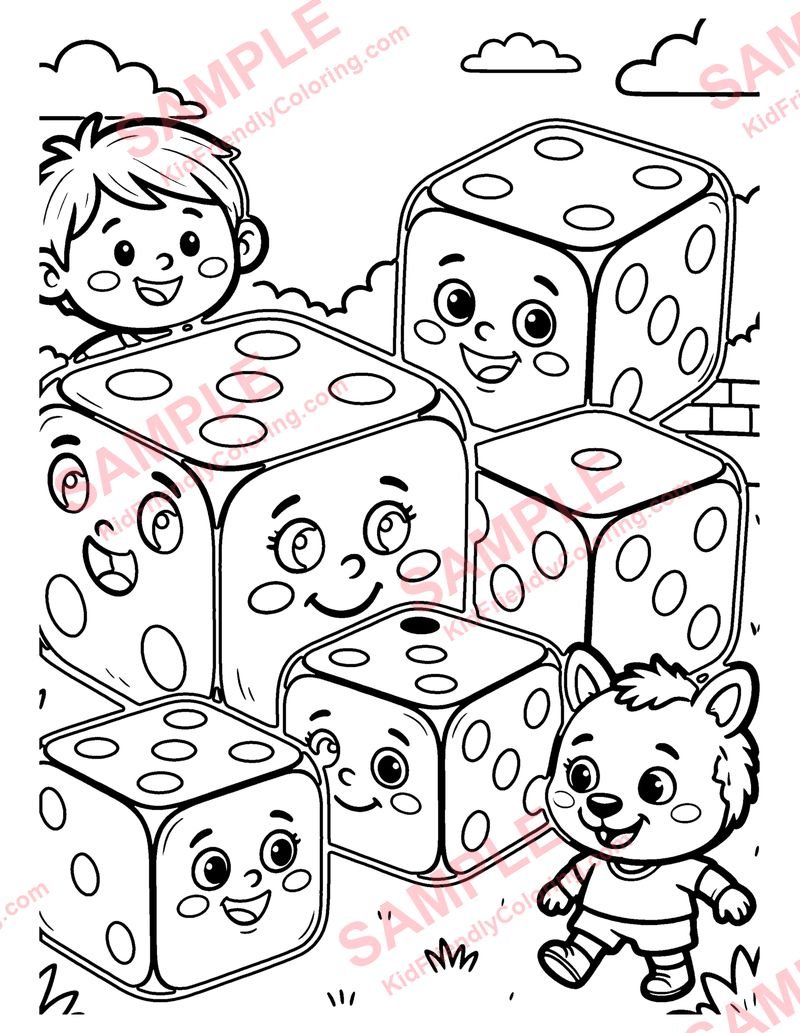 Dice Monsters coloring page preview