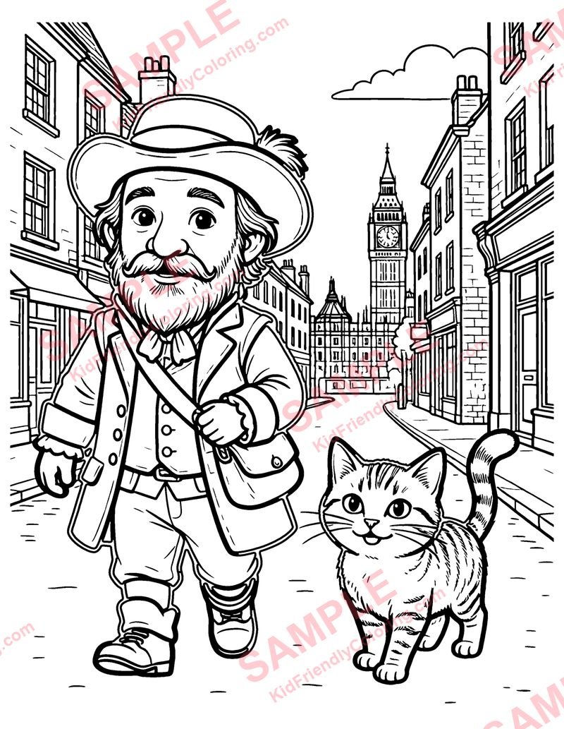 Dick Whittington and His Cat coloring page preview
