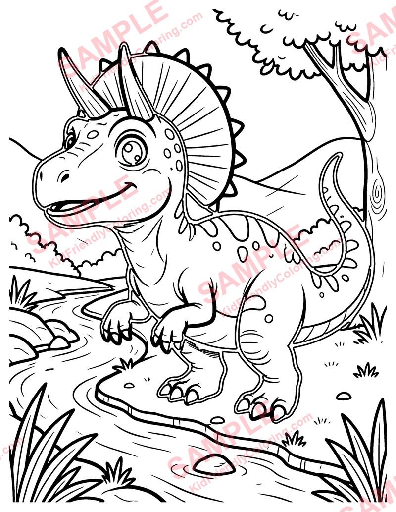 Dilophosaurus coloring page preview