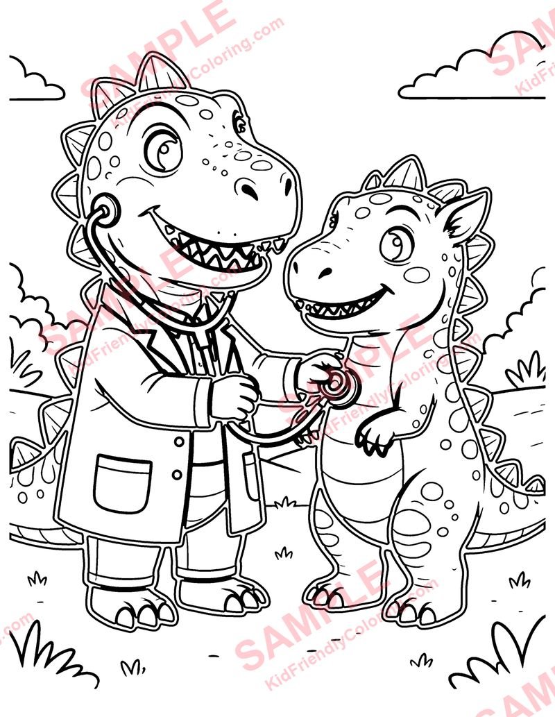 Dino Doctor coloring page preview