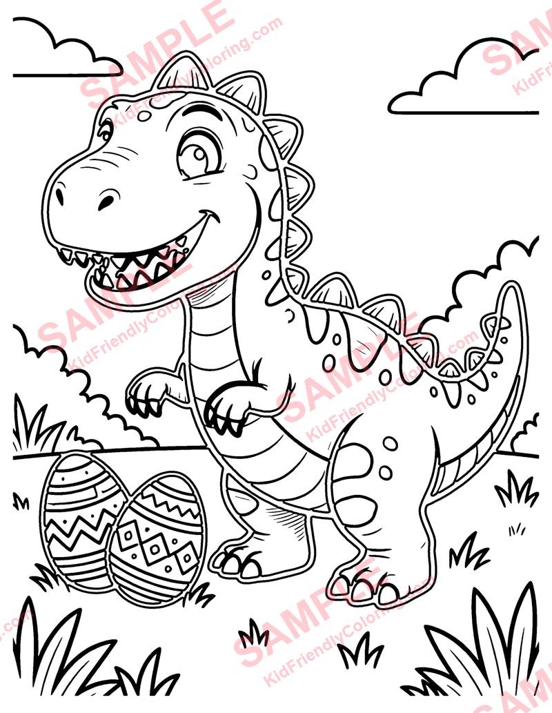 Dino Easter coloring page preview