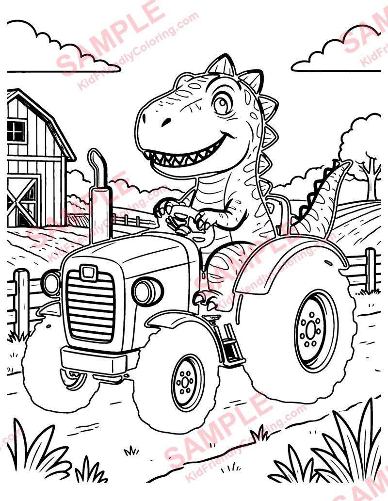 Dino Farmer coloring page preview