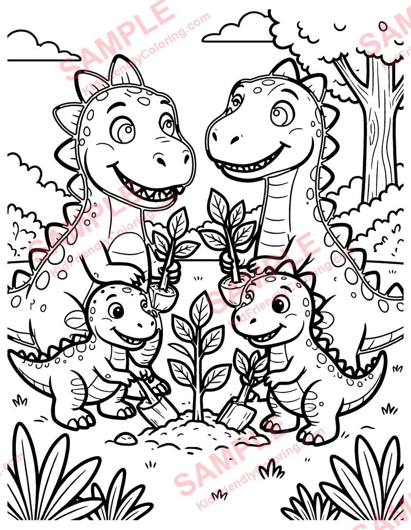 Dino Garden coloring page preview