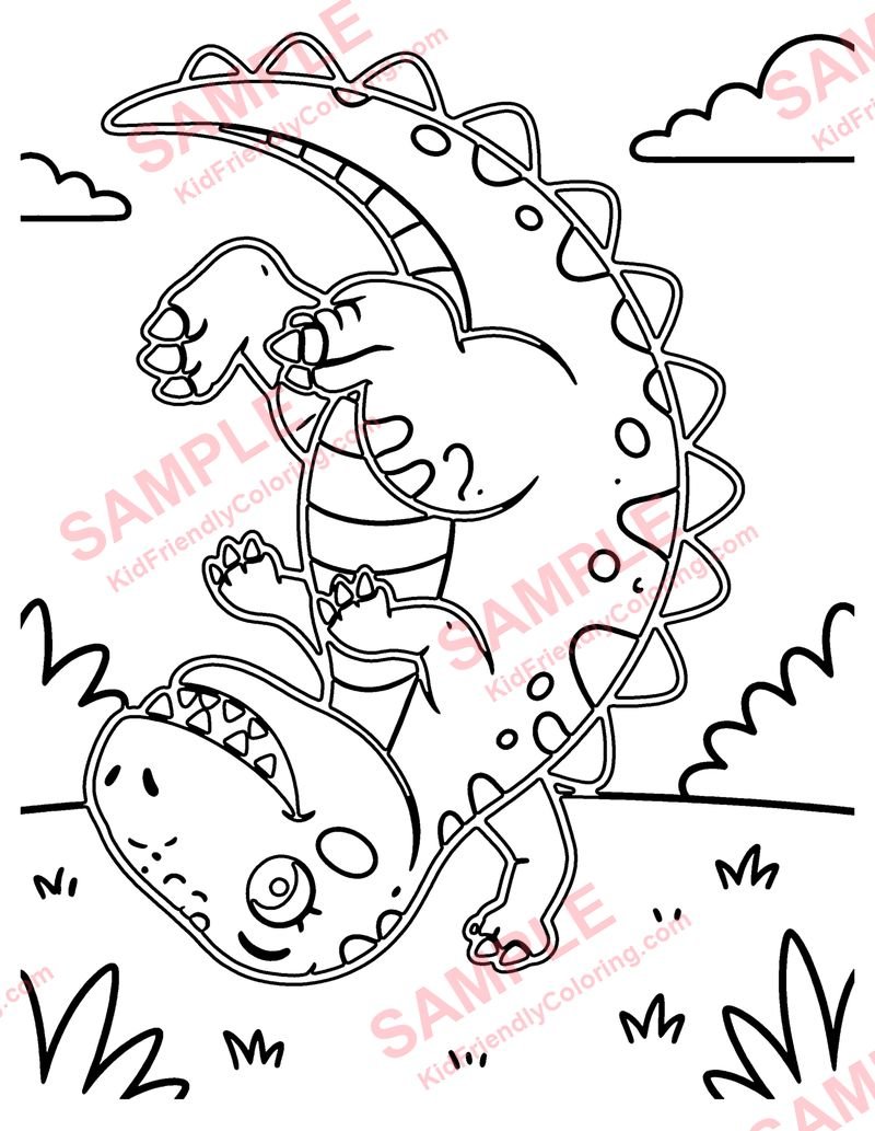 Dino Gymnastics coloring page preview