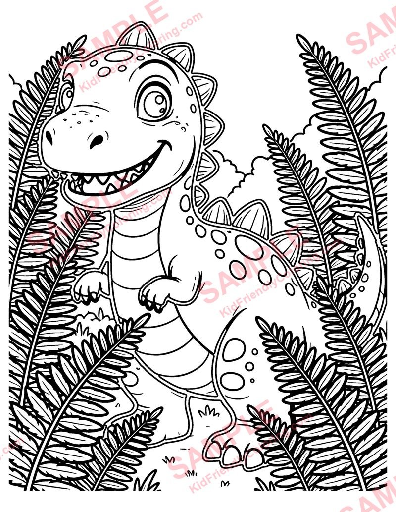Dino Hide and Seek coloring page preview