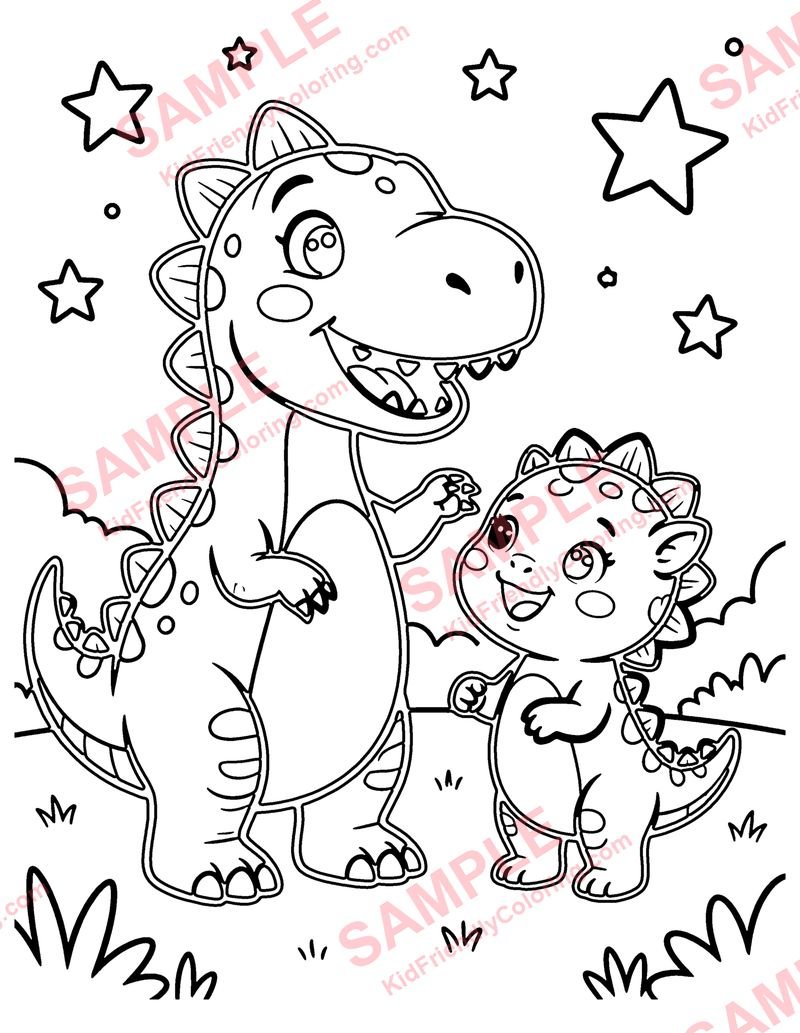 Dino Lullaby coloring page preview