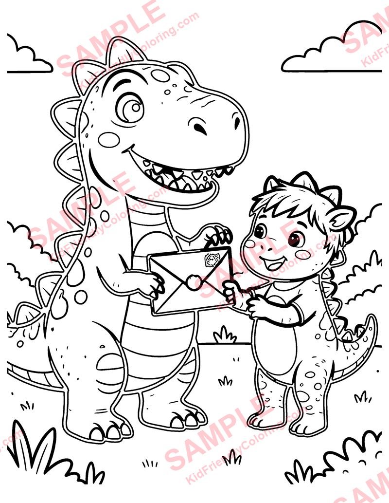 Dino Mail Carrier coloring page preview