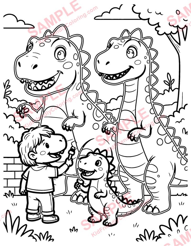 Dino Painting coloring page preview