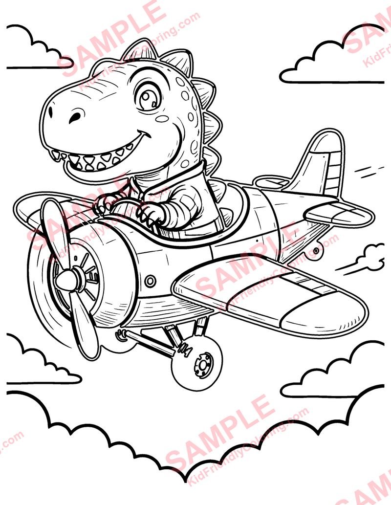 Dino Pilot coloring page preview