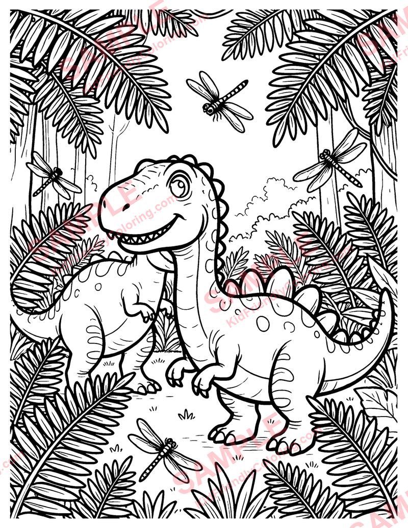 Dino Rainforest coloring page preview