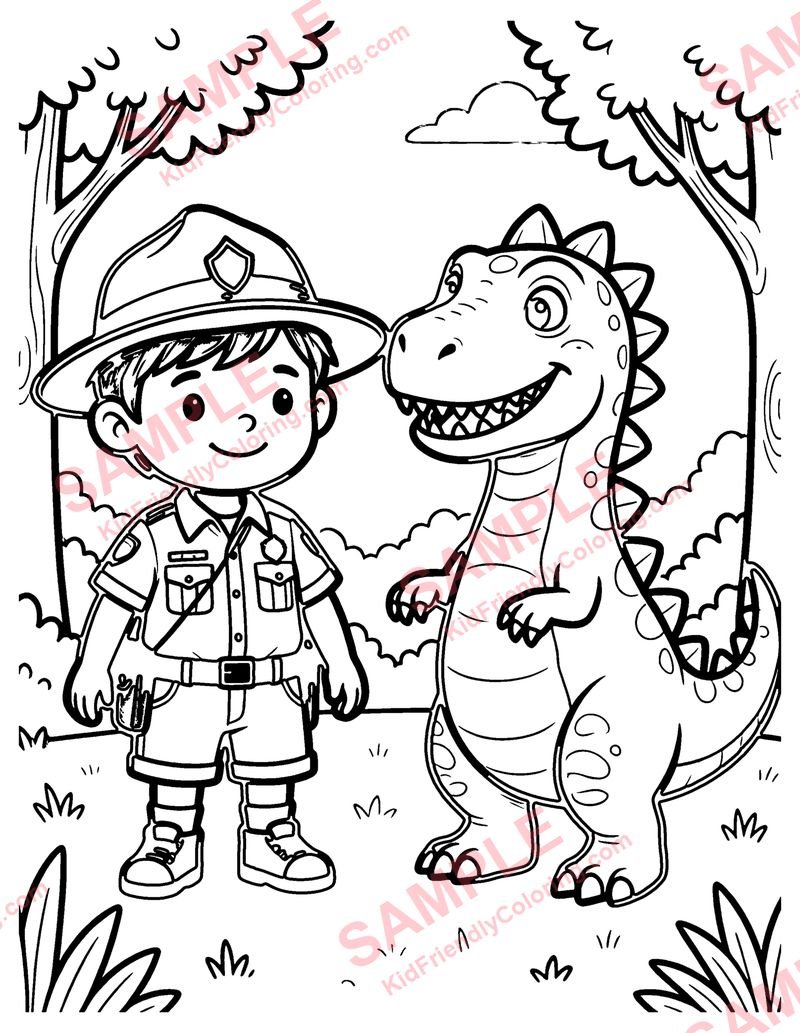 Dino Ranger coloring page preview