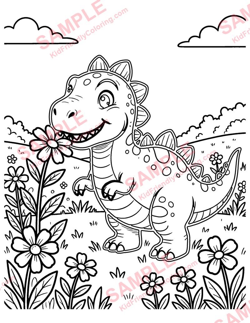 Dino Spring coloring page preview