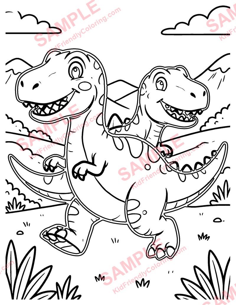 Dino Stampede coloring page preview