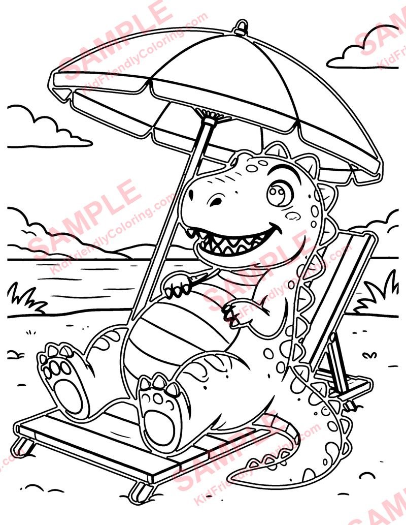 Dino Summer coloring page preview