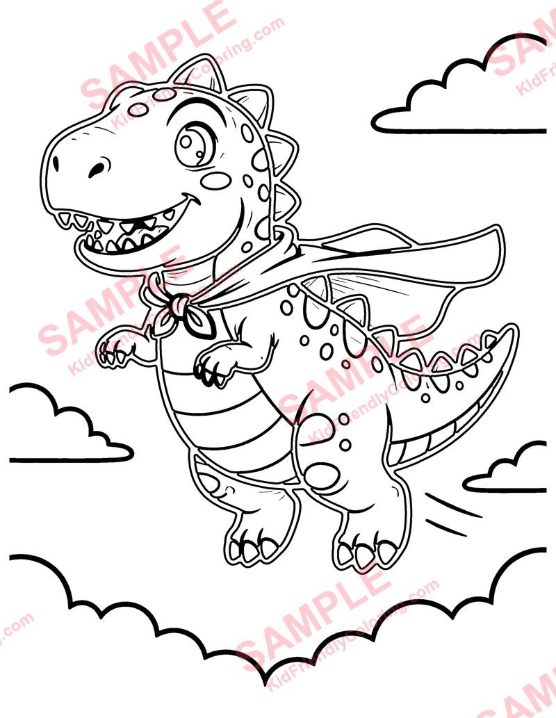 Dino Superhero coloring page preview