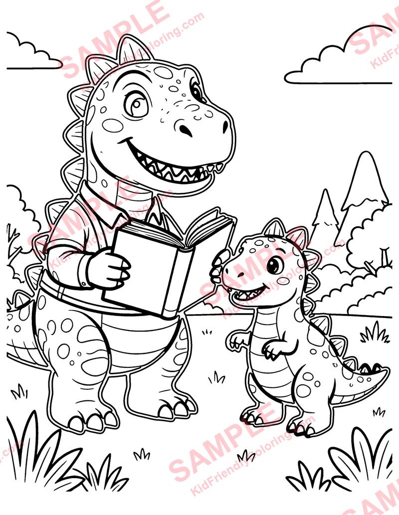 Dino Teacher coloring page preview