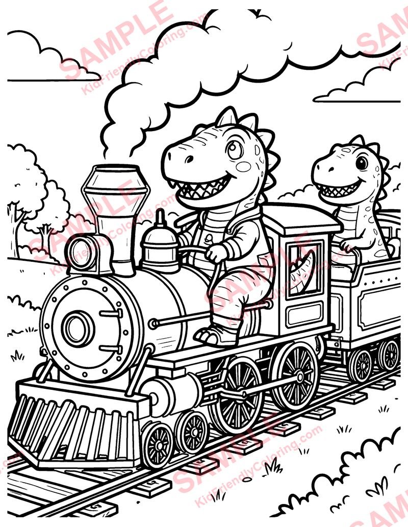 Dino Train Ride coloring page preview