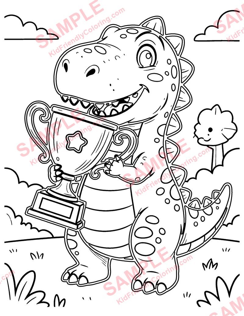 Dino Trophy coloring page preview