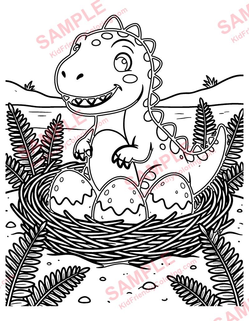 Dinosaur Egg Nest coloring page preview