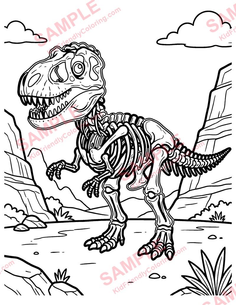 Dinosaur Fossil coloring page preview
