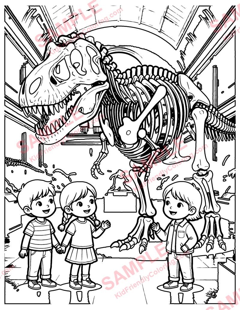 Dinosaur Museum coloring page preview