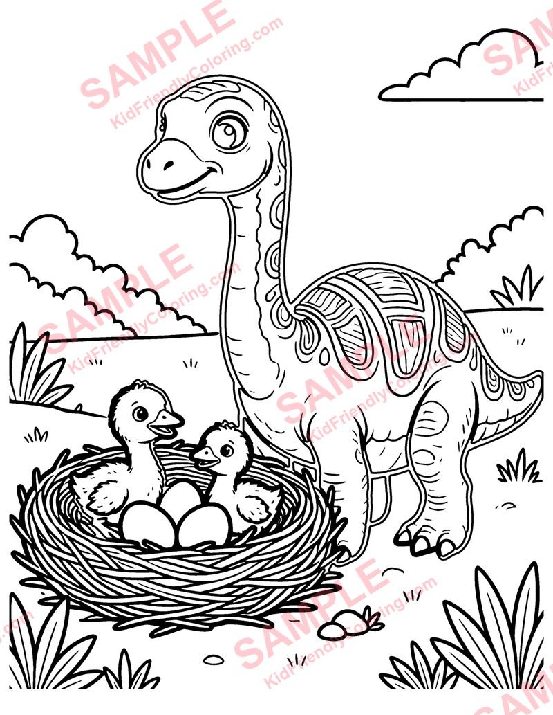 Dinosaur Nest coloring page preview