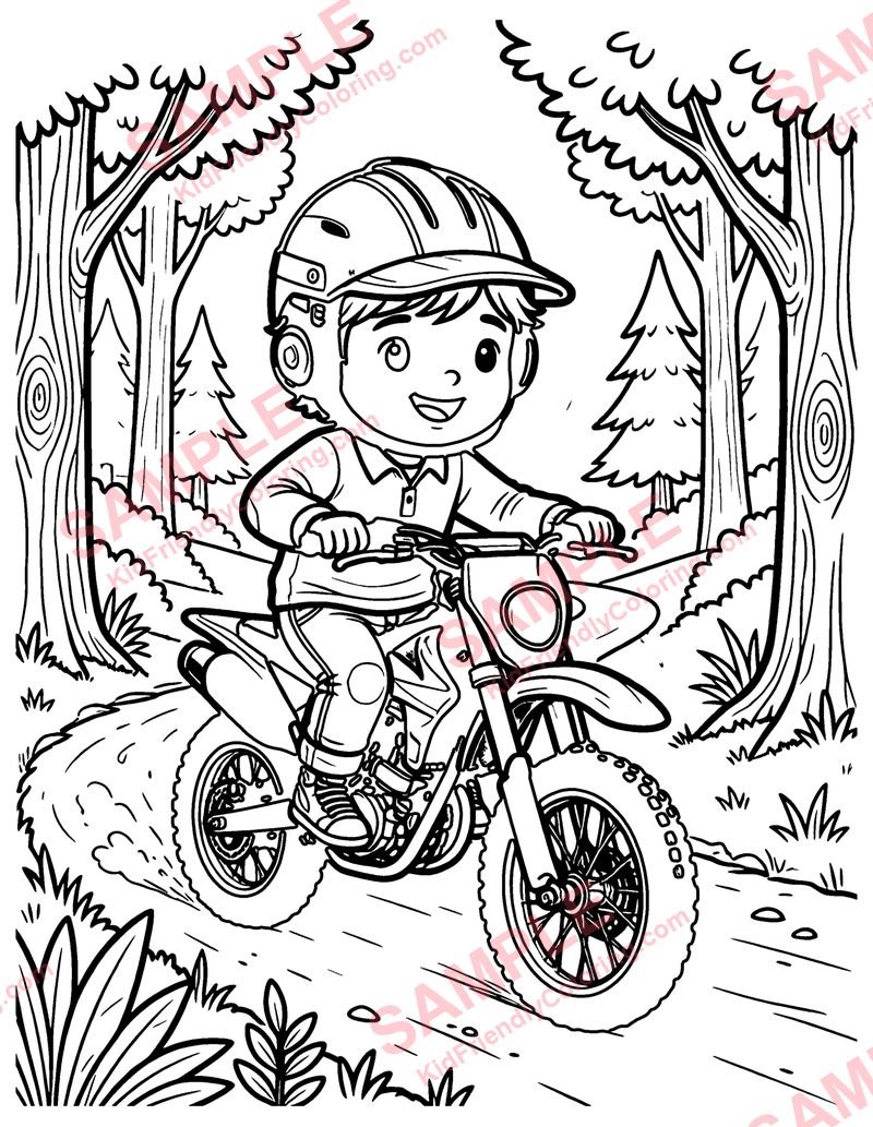 Dirt Bike Trail coloring page preview