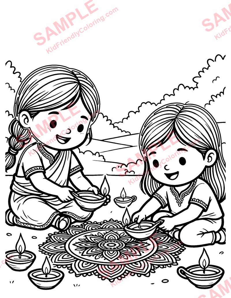 Diwali Lights coloring page preview