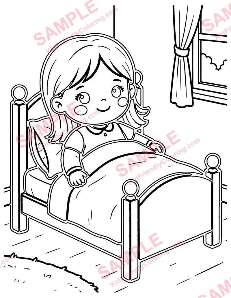 Doll Bed coloring page preview