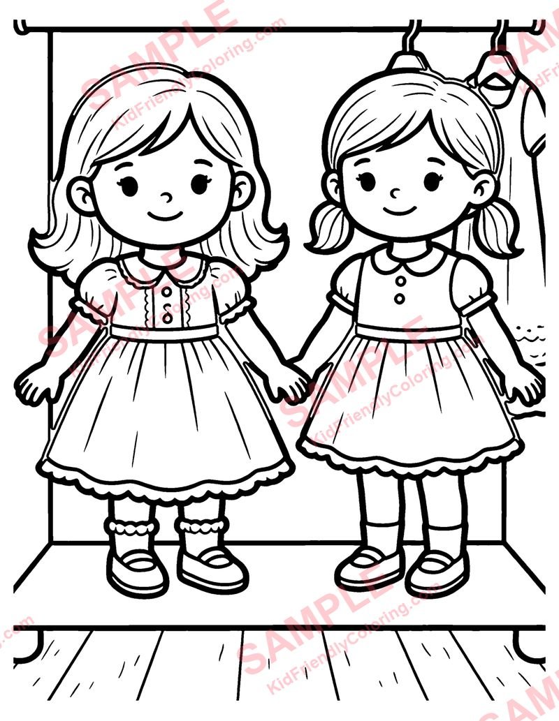 Doll Wardrobe coloring page preview