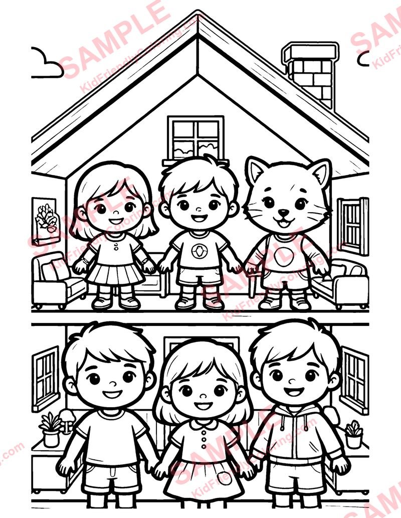 Dollhouse coloring page preview