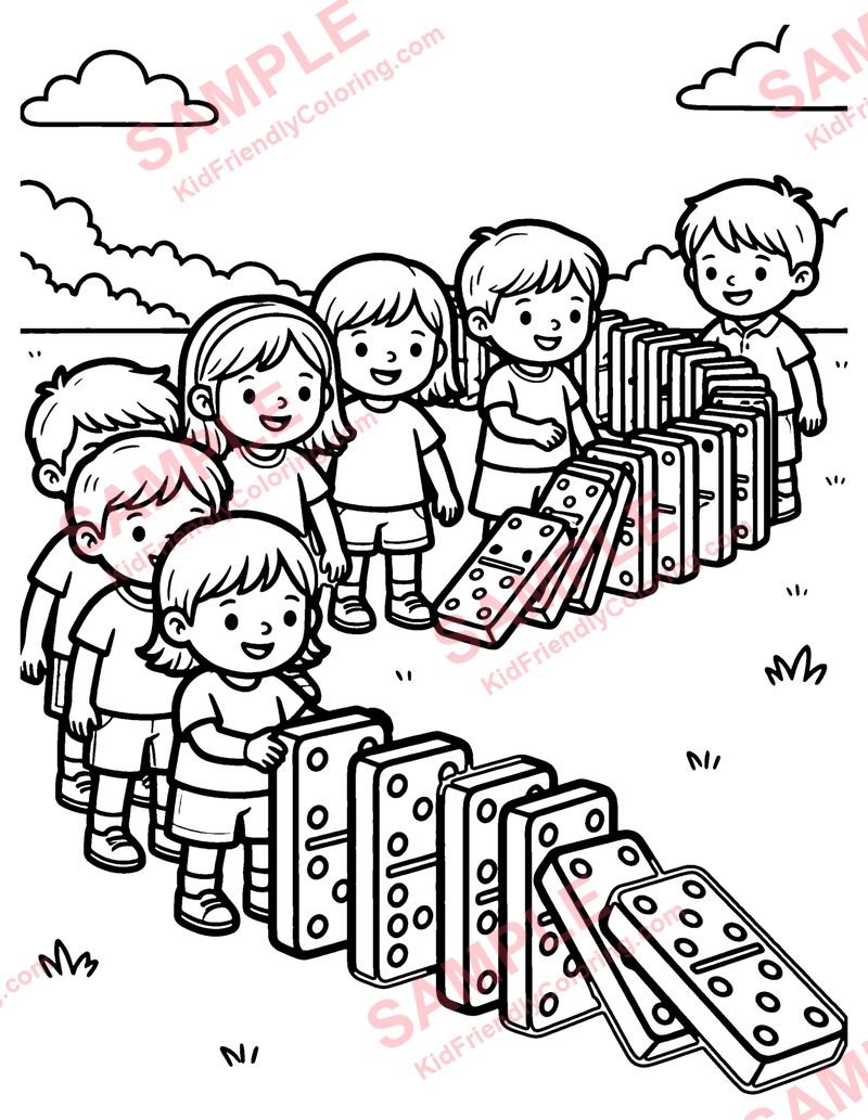 Dominoes coloring page preview
