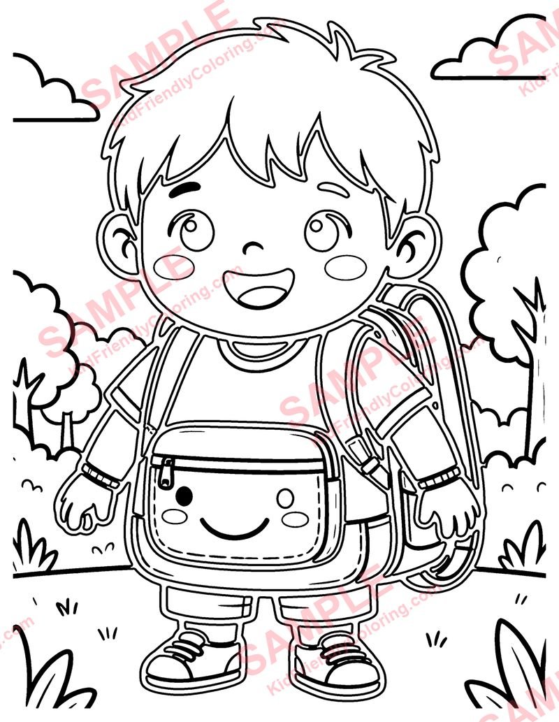 Doodle Backpack coloring page preview