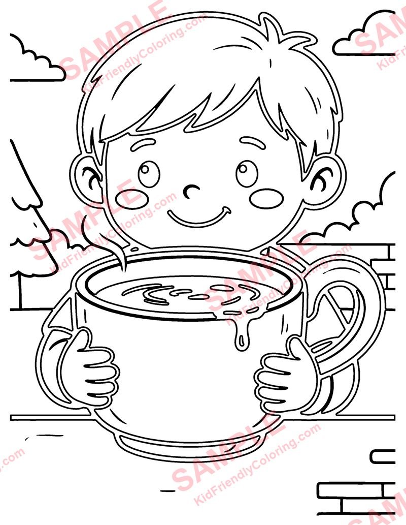 Doodle Coffee Mug coloring page preview