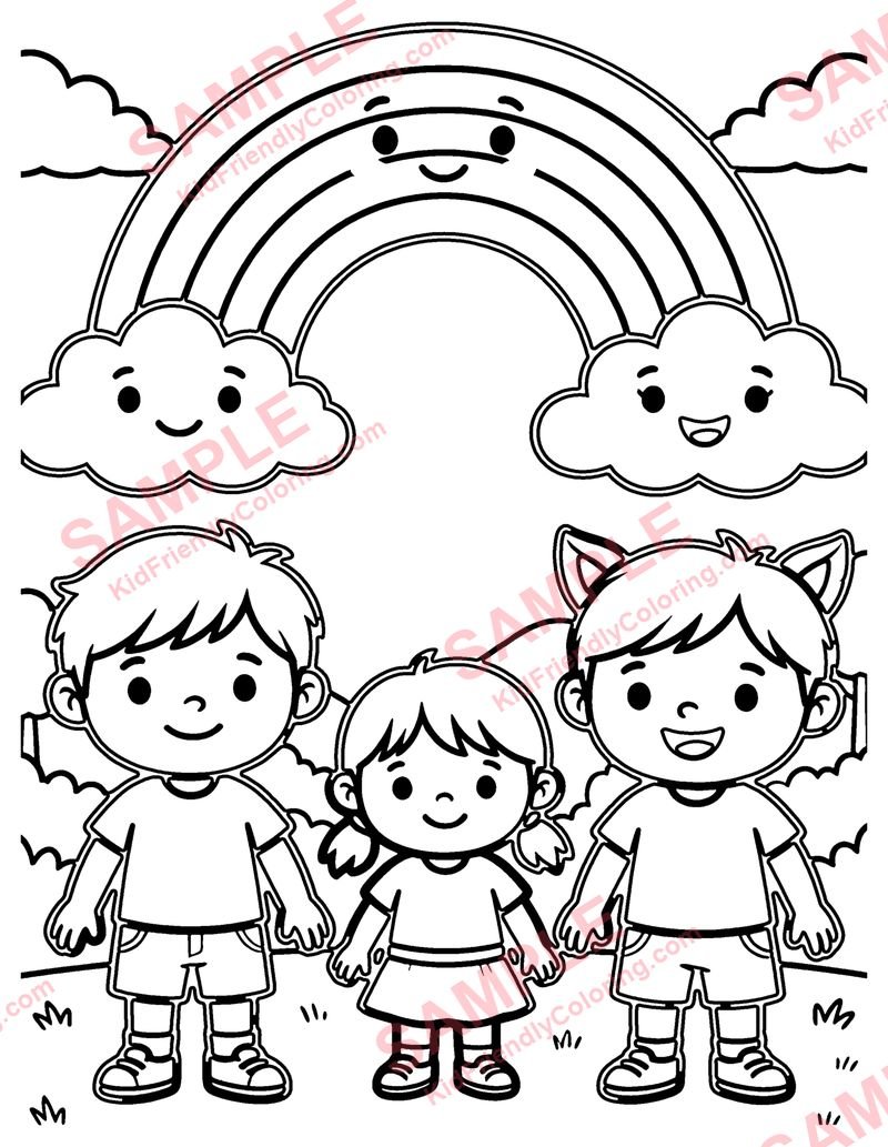 Doodle Rainbow coloring page preview