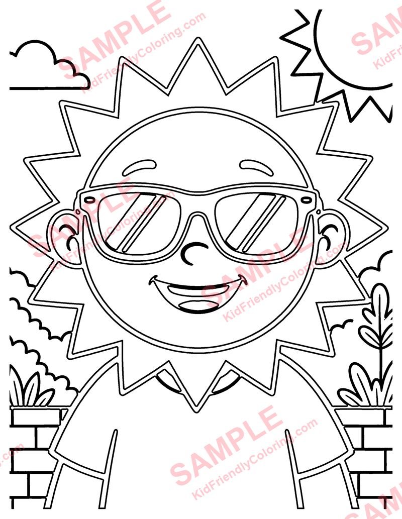 Doodle Sun coloring page preview